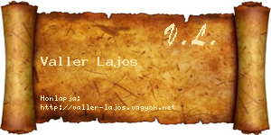 Valler Lajos névjegykártya